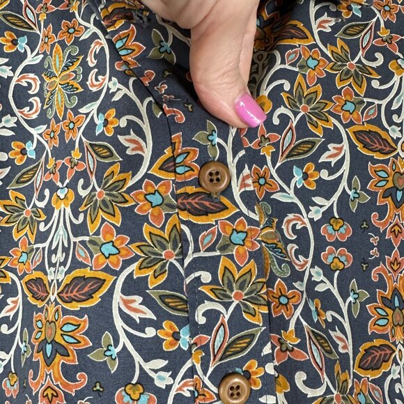 Duluth Trading Print Maker Poplin Tunic Shacket Womens Size XL Crisscross Back - Picture 4 of 11